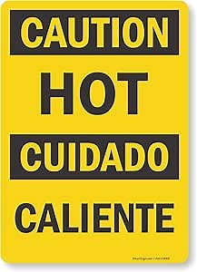 SmartSign "Caution - Hot" Bilingual Label | 10" x 14" Laminated Vinyl