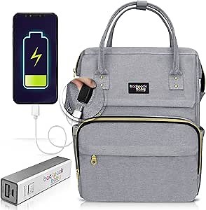 Diaper Bag - Baby Back Pack with 15 Storage Pockets, USB Charger, Stroller Straps, Insulated Milk Bottle Holder & Anti-Theft Compartment - Waterproof Material, Large Capacity - Grey