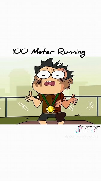 Funny Cartoon 100 Meter Running Race