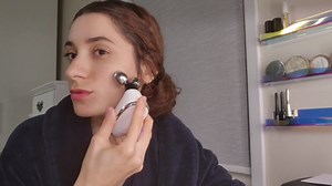 Micro-Current-Facial-Device, Face Roller Skin Care Tool, Face Massager Glossy White