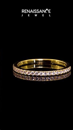 Yellow gold Round Cut Diamond Pavé Eternity Band with Micro Prong Setting