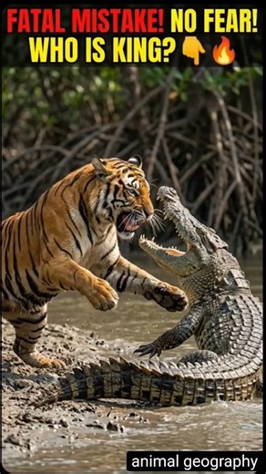 TIGER VS SALTWATER CROCODILE: The Fatal Mistake! 🐯🐊😱 (2K 60FPS) #wildlife #shorts