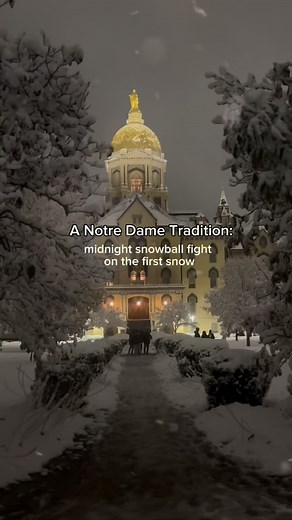 First snow, same tradition ❄️☃️ #notredame #notredametradition #snowballfight #winterwonderland | Notre Dame Science
