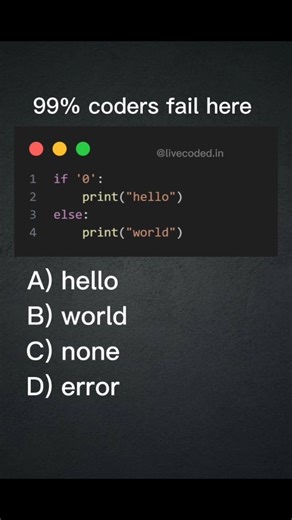 Python | Programming | Tech Skills on Instagram: "This code looks easy… but only a REAL coder will get the output right 😏 Drop your answer in the comments 👇🔥 #python #programming #codinglife #developers #interviewprep #100DaysOfCode #explorepage #reels Most in-demand language"