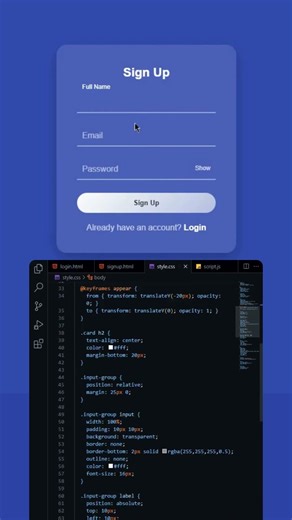 BteLab | Modern Login & Signup Page (HTML CSS JS) 🔥 #hrml #css #coding #python #htmlcssjavascript
