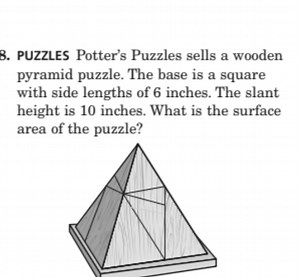 Potter's Puzzles sells a wooden pyramid puzzle. The base is a s... | Filo