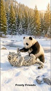 Frosty Friends ❤️🥶 #friends #panda #snowleopard #wintervibes #playtime | AnimAi