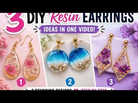 ✨3 DIY Resin Earrings Ideas in One Video | Easy Handmade Jewelry Tutorial #ResinEarrings #DIYJewelry