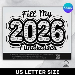 Fill My 2026 Fundraiser Template, Editable Year 2026 Black Out Board, 2026 Year Fundraiser, 2026 Fundraising Template, Canva Template - Etsy