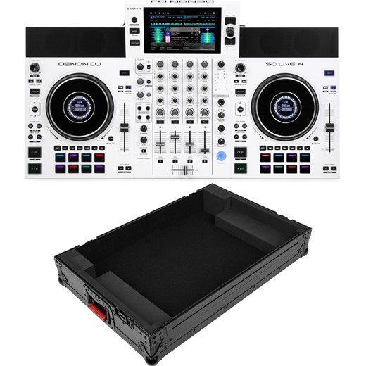 Denon DJ SC Live 4 Standalone DJ Controller and Onyx Flight Case - White