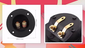 Amosfun DIY 2-Way Speaker Box Terminal Binding Post Round Screw Cup Connector Subwoofer Plug (Black)