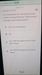 Is it mandatory for a branch to have a Note Sorting Machine if ... | Filo
