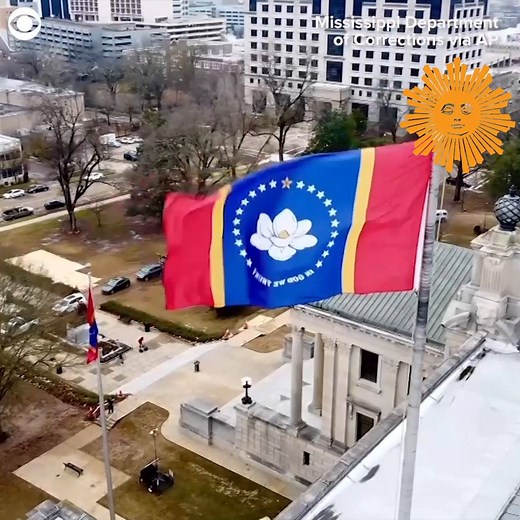 Mississippi started flying its new flag at the State Capitol in Jackson on Monday. It includes a magnolia and the phrase "In God We Trust." Last year, the state voted to replace the previous state flag design, which included a Confederate symbol. https://cbsn.ws/3oLIgJ6 | CBS Sunday Morning