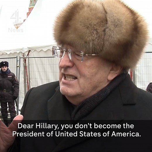 4.4M views · 22 reactions | “Long live Donald Trump, he will be the President of United States of America.” The leader of Russia’s far right Liberal Democrat Party, Vladimir Zhirinovsky, gives his view on Donald J. Trump and “weak, vicious” Hillary Clinton. | Channel 4 News | Facebook