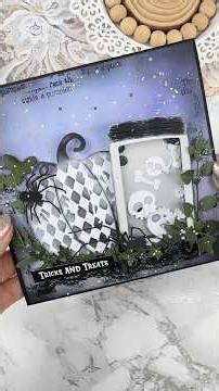 Halloween shaker card idea, skulls & bones in the jar #mixedmedia #cardmaking