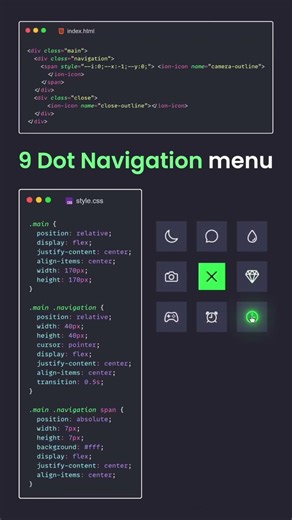9 dot Navigation Menu #backend #coding #html #css #webdesign #programming #frontend #python