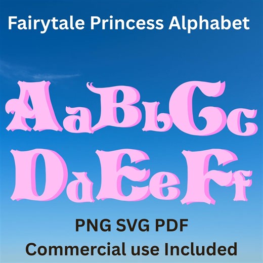 Fairytale Princess Alphabet Bundle | Elegant Kids Font | PNG SVG PDF | Digital Download | Commercial Use - Etsy