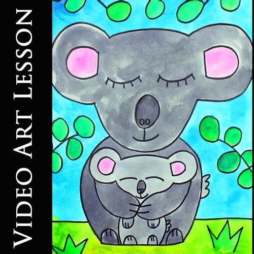 CUTE KOALAS Art Lesson | Directed Drawing & Watercolor Painting Project