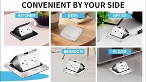 Vagueior Pop Up Floor Electrical Outlet Stainless Steel Box Kit, 20A TR Receptacle Outlet，Tamper-Resistant Receptacle Outlet, ETL Certified,Gold(2 Pack)