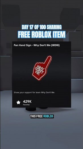 Day 17 of 100 - FREE ITEM ROBLOX Accessories #roblox #robloxfreeitems #robloxshorts