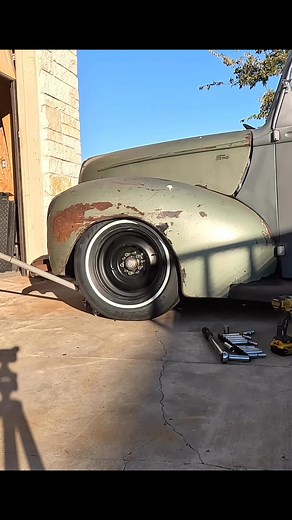 Now to adjust the stance a bit. #patina #patinatruck #oldskool. #1940ford | The Old Iron Workshop