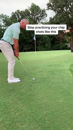 Stop practicing your chipping like this! Do you struggle around the greens? Stop practicing your short game by hitting chip shots as close to the pin as you can. Instead try to focus on your landing zone by placing a tee peg in the ground and trying to land your chips on it. If you do this consistently you’ll get a much better feel for your wedges and touch around the greens. Try it out and let me know what you think! 👇🏼 #golf #golftok #chip #pitch #fyp #foryoupage #explore #explorepage #birdi