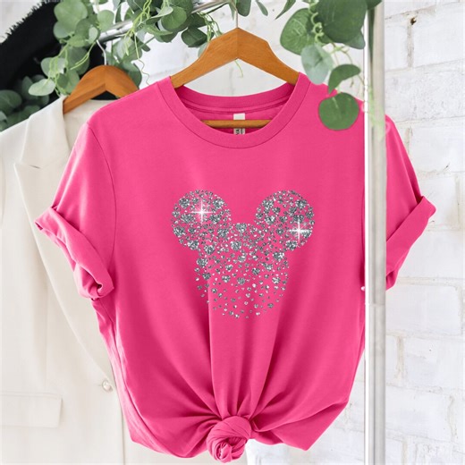 Mikey Ears Glitter T-shirt for Family Vacations, Choose Your Glitter Color, Order in Youth Sizes, Crew Necks, or V-necks for Women and Girls - Etsy