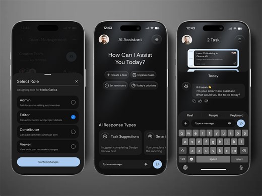 AI Assistant & Task Management Mobile App UI Design
