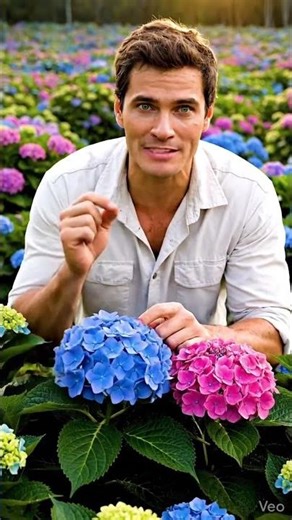 Why do hydrangeas change color? 🌸💙 Check out this amazing field!