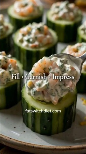 Fresh, creamy, and packed with flavor 🥒✨🦐These Crispy Cucumber Salad Cups