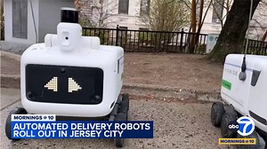 Some new neighbors are rolling around town in Jersey City. Don't get in the way of these bots though; they have food to deliver. These are Uber Eats robots tricked out with electronic facial expressions. 30 of them are now cruising downtown. They're manufactured by Avride in partnership with Uber Eats. Customers can choose their delivery by a human or a robot. | ABC7NY