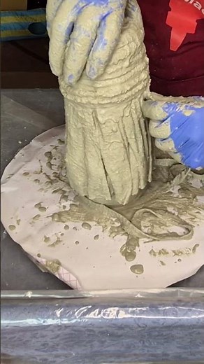 Coiled Concrete Vase from a Plastic Bottle