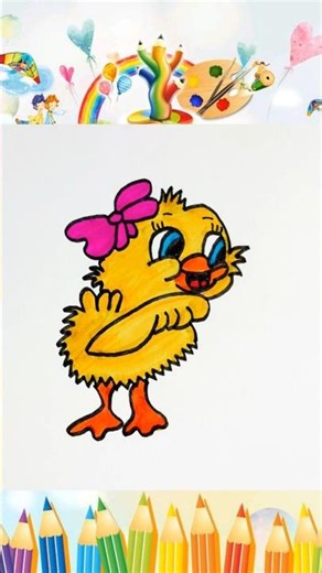 Cute Little Duck baby Drawing 🐥💛 #shorts #trending #art #like #drawing #share