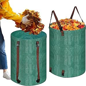 200L leaf Collector Bag, Shoulder Strap, and Drawstring – Reusable Yard Garden Bag for Leaves and Lawn Trash, Perfect for Leaf Removal, Yard Clean-Up (Without lid, 48 Gallon)
