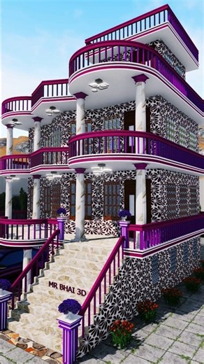 Beautiful Village housedesign |Beautiful 3D House Animation #elevation#frontelevation#hindi