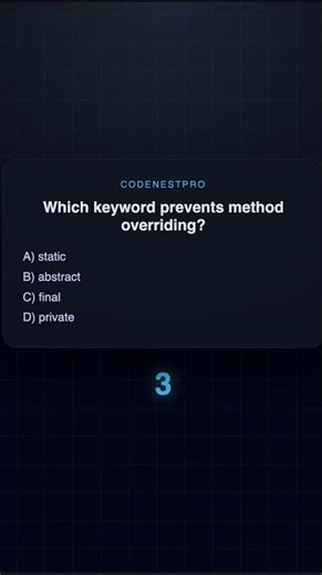 Which keyword prevents method overriding? ⏱️ | Java MCQ