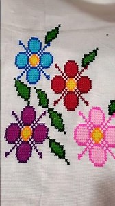 Cross stitch corner flower pattern for bedsheet