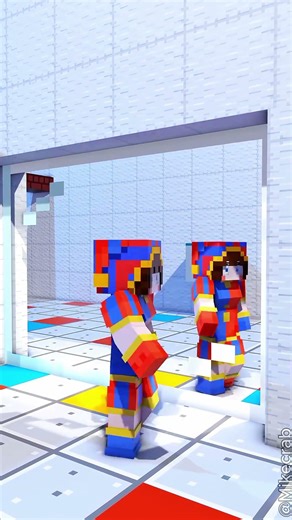 Magic Mirror: Pomni Vs The Prototype 🤣😂#shorts#minecraft