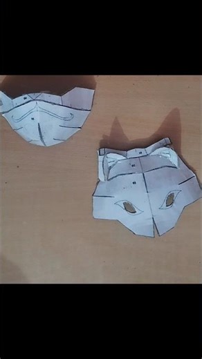 part 5 of making Japanese style cat face mask#PaperMask #DIYCrafts #HandmadeMask #PaperArt