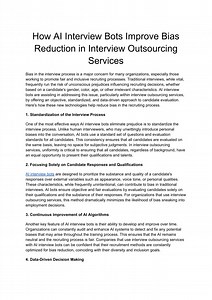 How AI Interview Bots Improve Bias Reduction in Interview Outsourcing Services - SlideServe