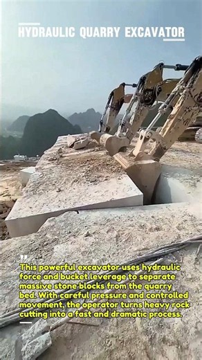Excavator Splits Giant Quarry Stone Blocks #Quarry #Excavator #HeavyEquipment
