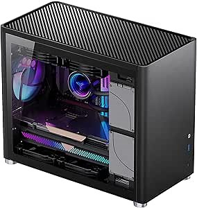 JONSBO D30 Black Mini Micro ATX Tower Computer Case, Aluminum Panel, Glass Side Windows,Simplicity MATX case,240 Liquid Cooling & 168mm Air Cooling, 355mm gpu Support,Black pc case
