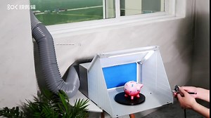 Portable Airbrush Hobby Spray Booth Lighted Airbrush Paint Spray Booth 3 Adjustable LED Lights 5.58ft Exhaust Extension Hose 47DB Low Noise for Painting Model Cake Craft Hobby Nails (110V)