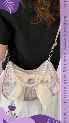 Women's Retro Bow Bag with Pearl Handle