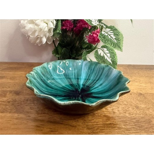 Blue Mountain Pottery Canada Drip Glaze Scalloped Art Bowl Teal Turquoise Retro - Etsy Canada