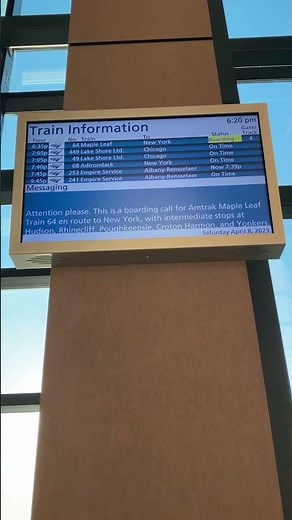 Amtrak Maple Leaf train 64: boarding call announcement!