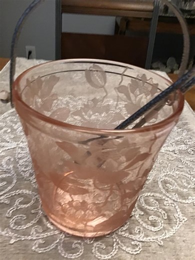 Elegant Cambridge (marked) Etched Gloria Pattern Pink Ice Bucket With Tongs, Depression Glass - Etsy