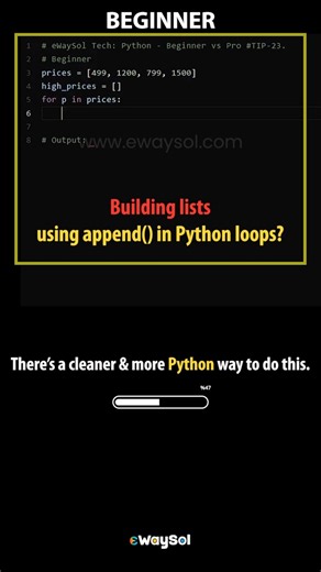 Python Beginner vs Pro - Stop Building Lists with append() in Loops (Python TIP 23) #python #coding