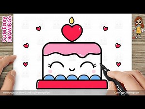How to Draw a Cute Love Cake - Easy Step by Step for Kids and Toddlers - Videos For Kids