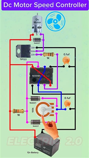 DC Motor Speed Controller Circuit #Circuit #555Ic #555tech | Electric 2.0